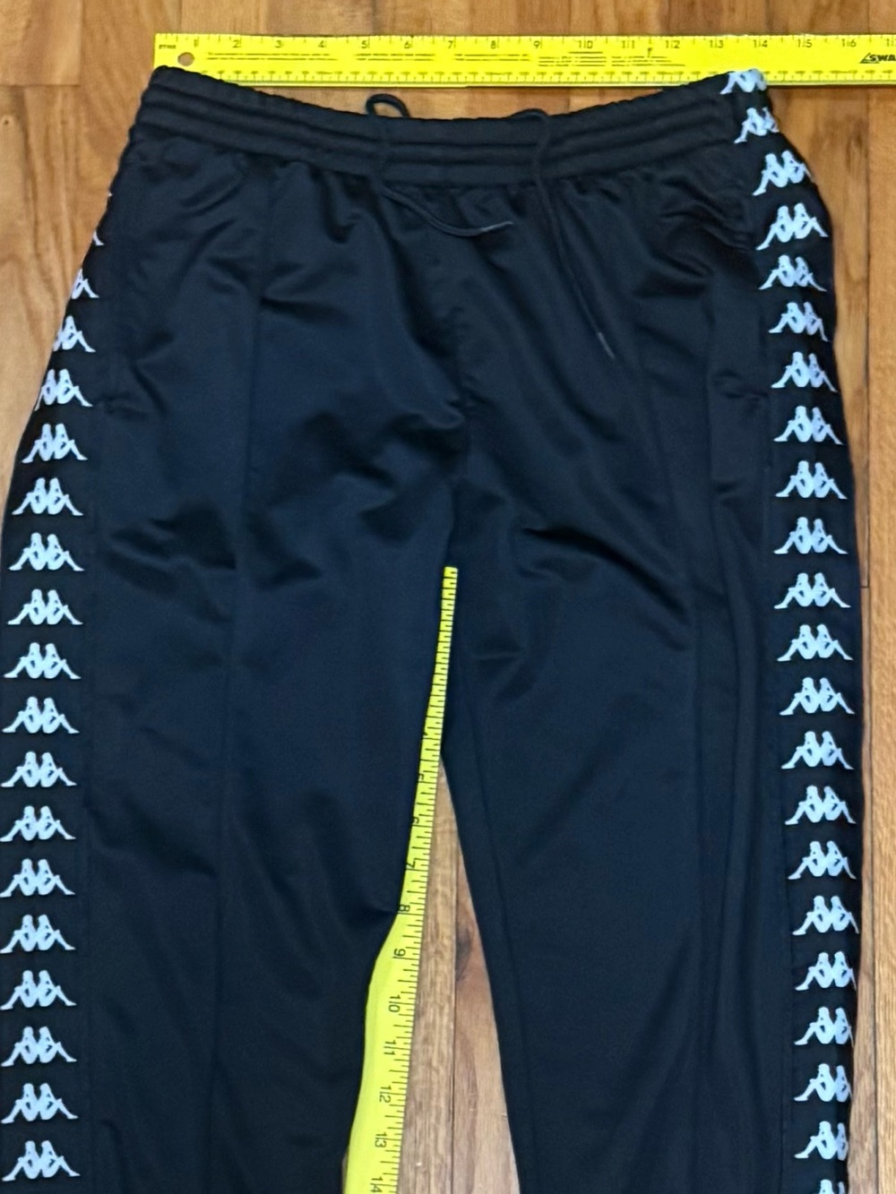 Kappa Pantaloni Men's Size Large Black Track Pants Jogger Trouser Elastic Waist
